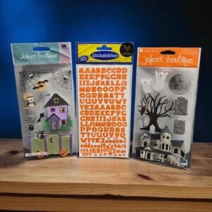 Halloween Stickers: Jolee's Lock And Key, Haunted House, Orange Alphabet Numbers